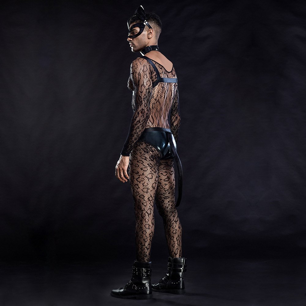 Cat Male Sexy Uniform Perspective Sexy One-piece - Image 3