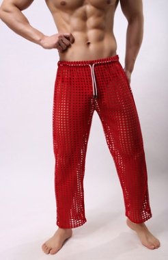 new fashion men sexy mesh trousers men casual hollow trousers - Image 7