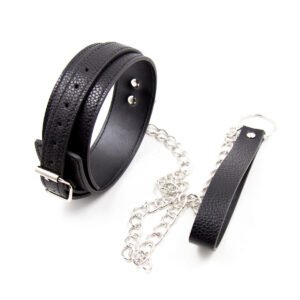 Leather Collar & Chain