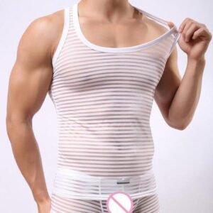 Men's Striped Sheer Tank Top