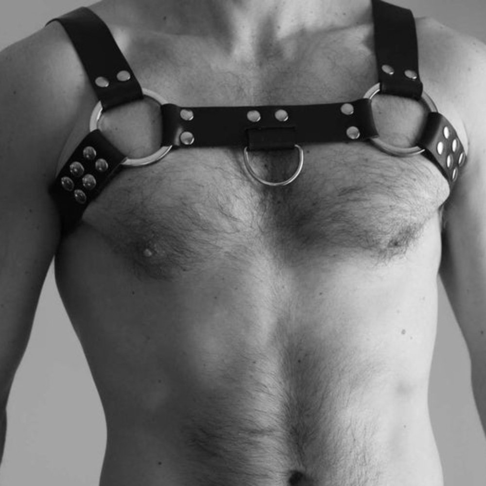 Men's Black Leather Harnesses & Restraints, Gags & Hoods