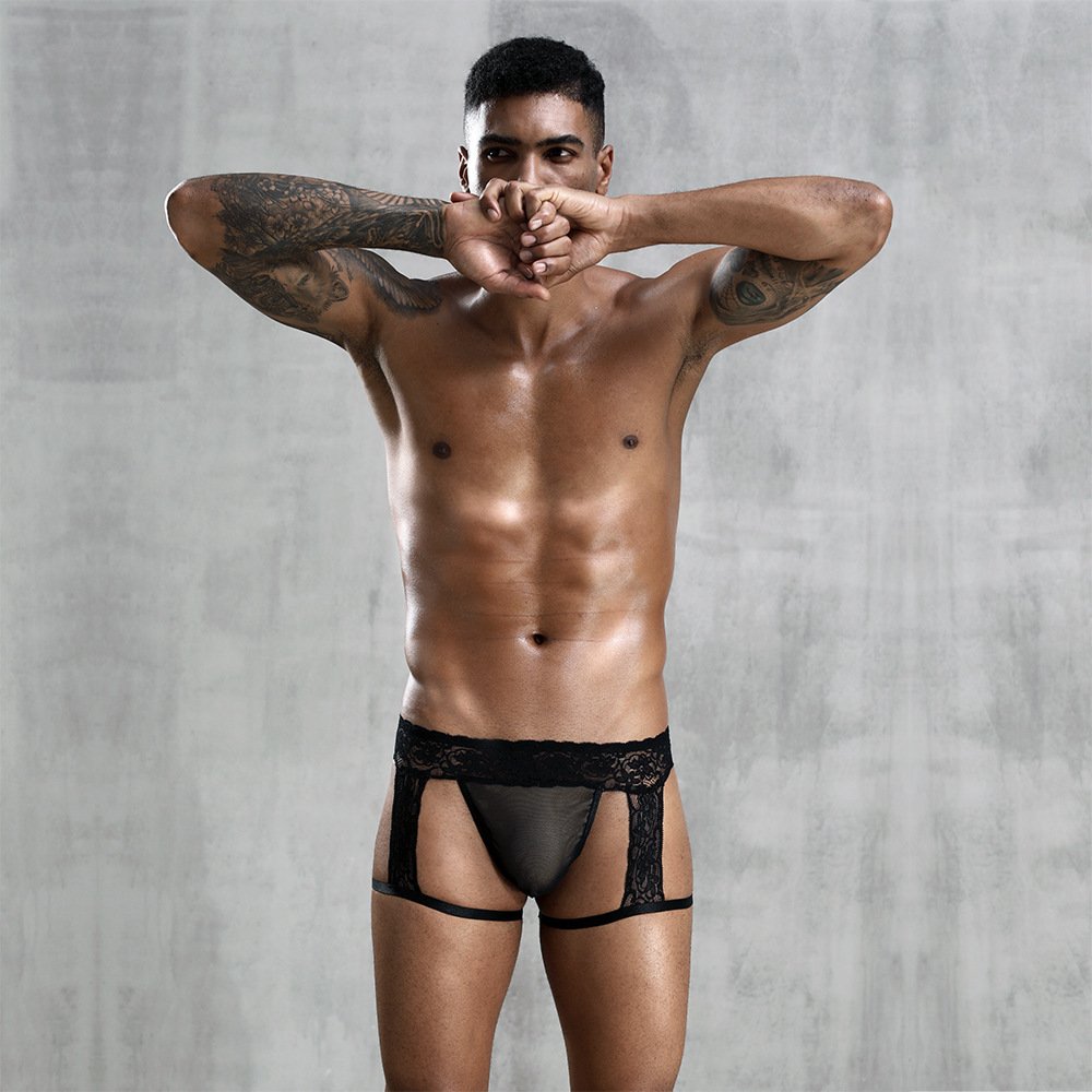 Men's See-through Sexy Jocks, Underwear &  Activewear Lace Trim Shorts - Image 2