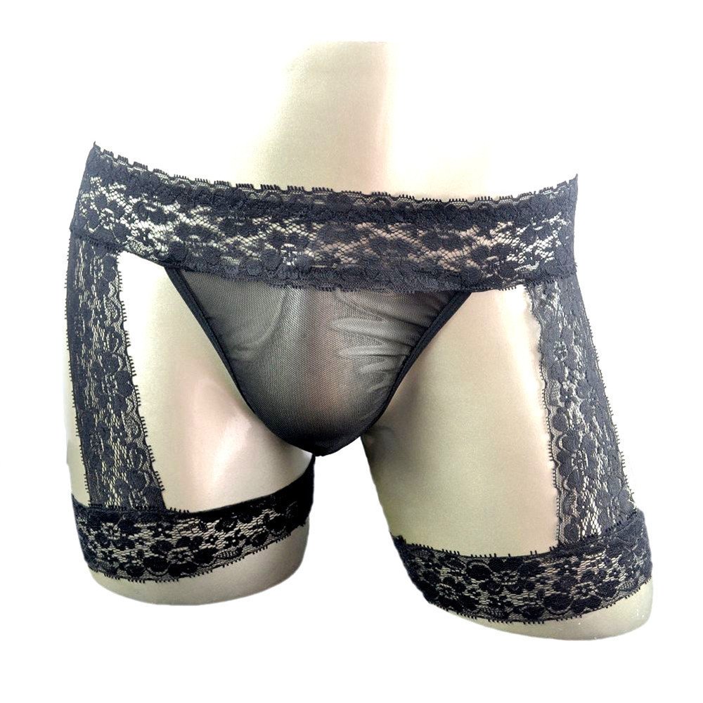 Men's Sexy Transparent Lace Bag Jocks, Underwear &  Activewear Flat Leg Leggings Sexy Jocks, Underwear &  Activewear