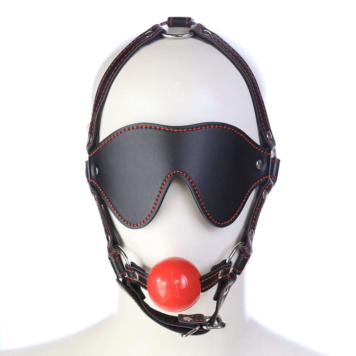 Leather Hollow Plastic Mouth Stopper Eye Mask Set - Image 4
